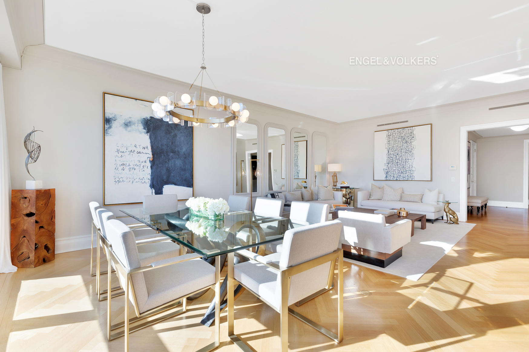 15 Central Park West, Unit 8B Manhattan, NY 10023 - Photo 2 of 13 a view of a dining room with furniture and chandelier