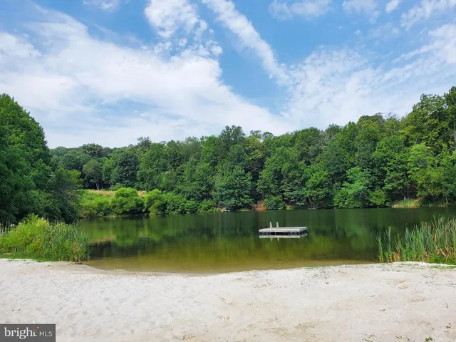 a view of a lake from a yard