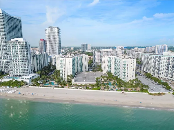 a view of a city with tall buildings