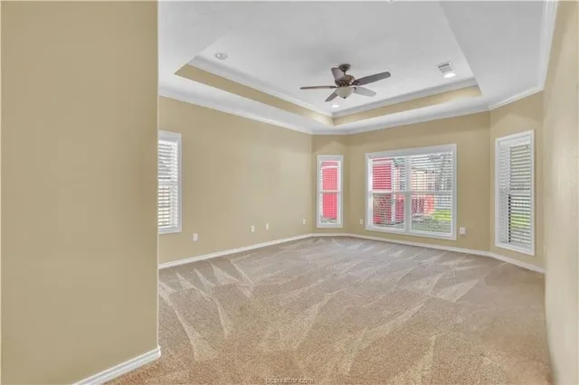 a view of an empty walk in closet