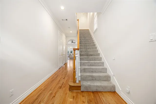 a view of entryway with wooden floor