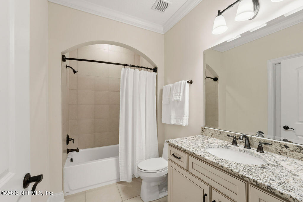 48 Ocale Court St. Augustine, FL 32084 - Photo 34 of 59 a bathroom with a granite countertop sink toilet and shower