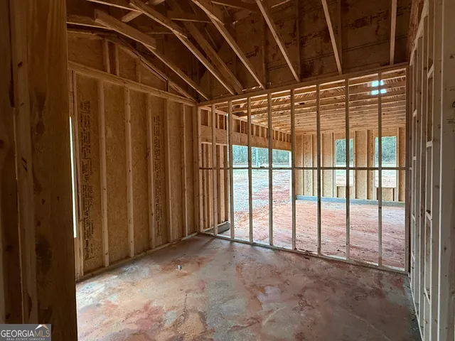 a view of a room with a large windows