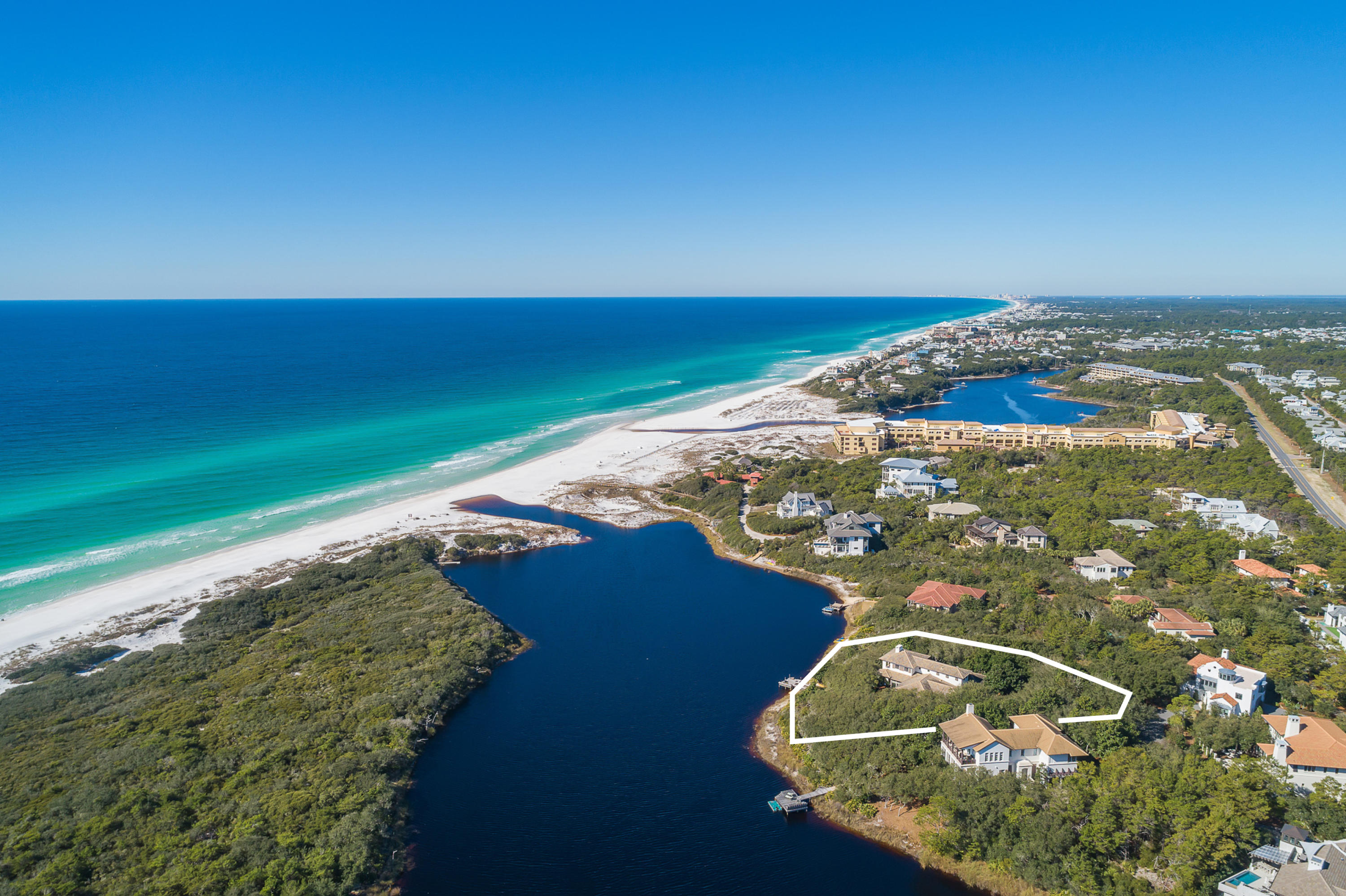 111 Little Redfish Lane Santa Rosa Beach, FL 32459 - Photo 38 of 46 Aerial, outlined