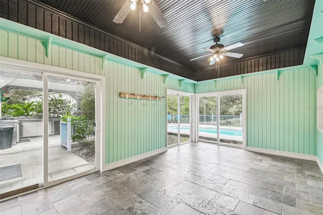 a view of wooden door