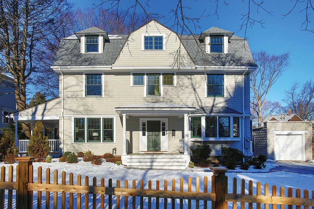 85 Dean Road Brookline, MA 02445 - Photo 1 of 12 a front view of a house with a porch