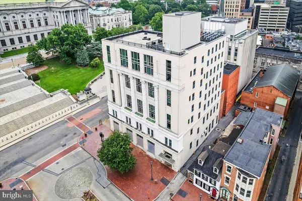 a view of a city with tall buildings