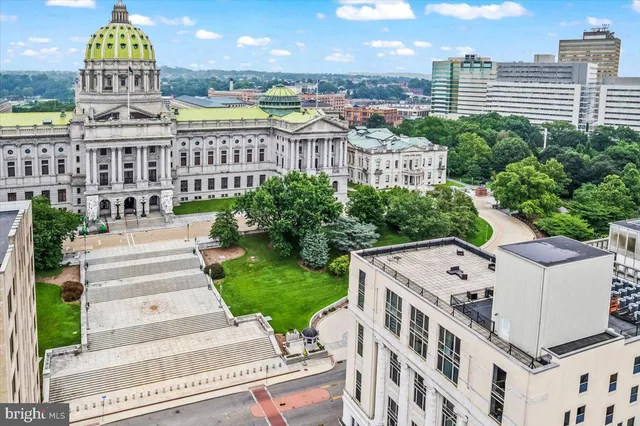 a view of a city with tall buildings