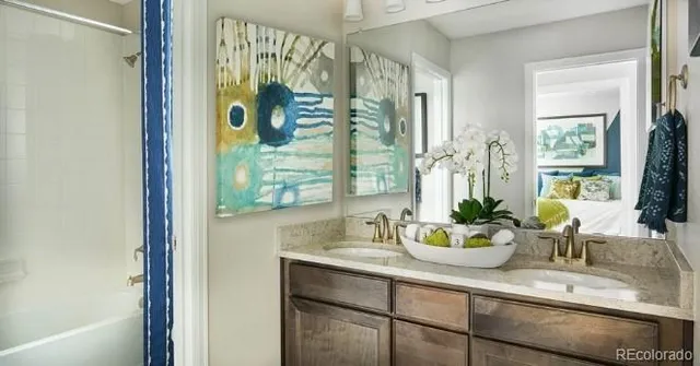 an aerial view of a house with yard swimming pool and outdoor seating