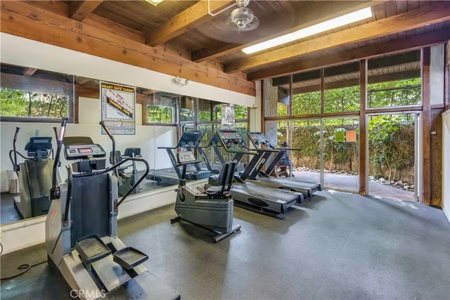 a view of a room with gym equipment