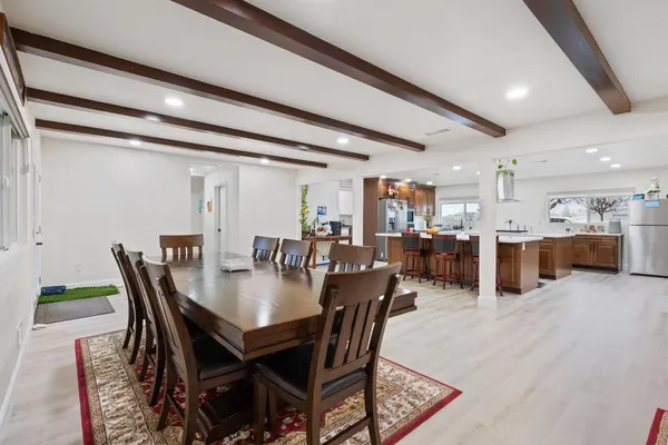 a kitchen with lots of counter top space