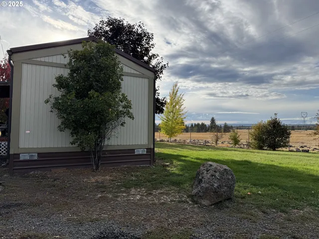 a view of a garden with a fountain