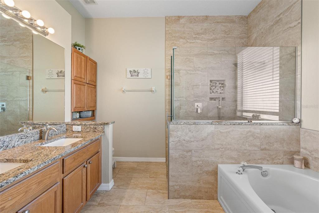 717 Strihal Loop Oakland, FL 34787 - Photo 14 of 32 a bathroom with a granite countertop bathtub sink vanity and mirror