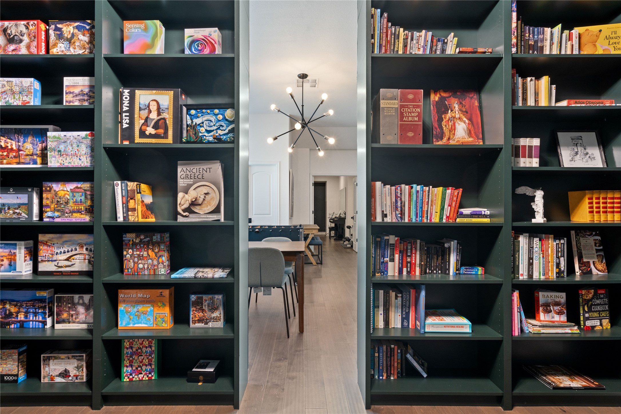 2829 Long Lasso Pass Leander, TX 78641 - Photo 33 of 40 a living room with bookshelf and a book shelf