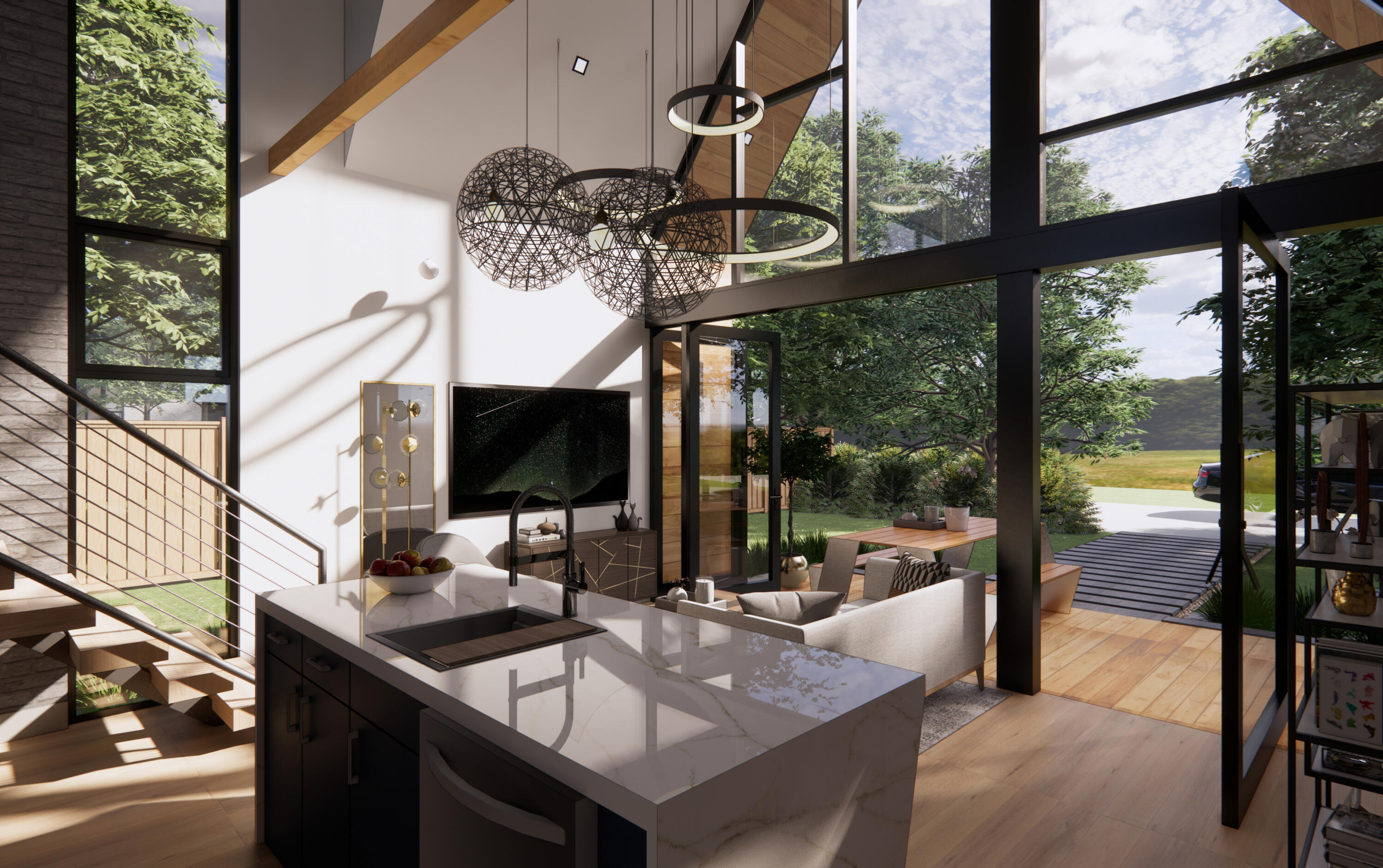 3525 Garner Road, Unit 2 Chattanooga, TN 37406 - Photo 5 of 17 4. Living Room with Doors Open