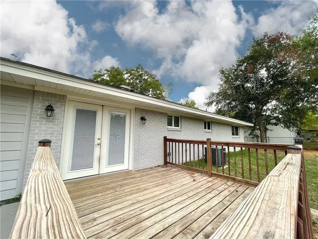 a view of a wooden deck