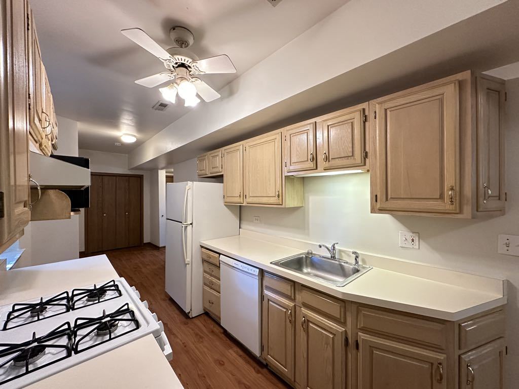 3832 North Fremont Street, Unit G Chicago, IL 60613 - Photo 3 of 20 a kitchen with a stove a sink and a refrigerator