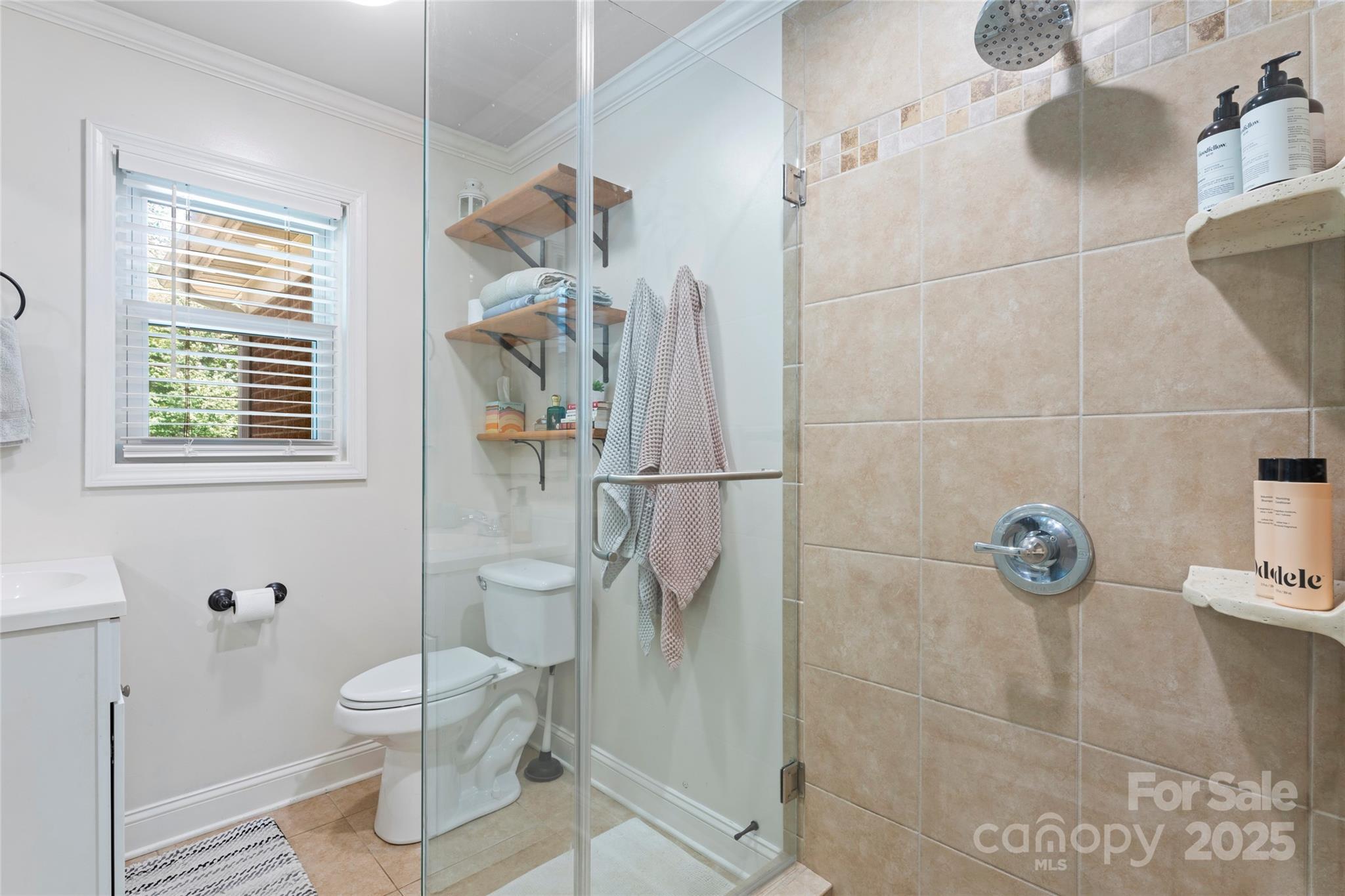 14217 Phillips Road Matthews, NC 28105 - Photo 22 of 38 a bathroom with a granite countertop shower a toilet and a sink
