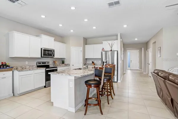 a view of a dining area with furniture