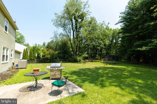 a swimming pool with outdoor seating and yard