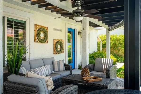 a outdoor living space with furniture