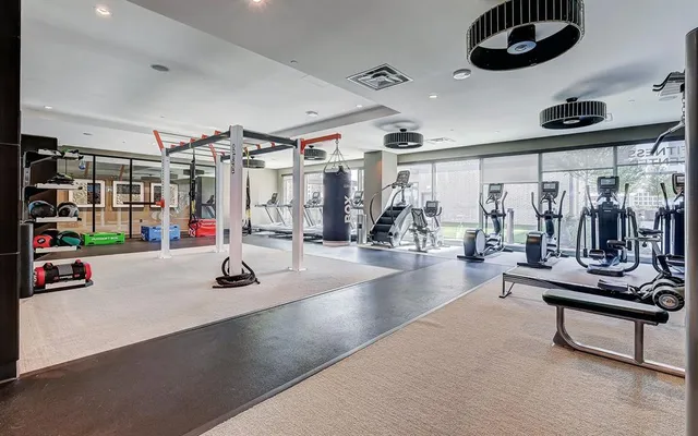 a view of a room with gym equipment