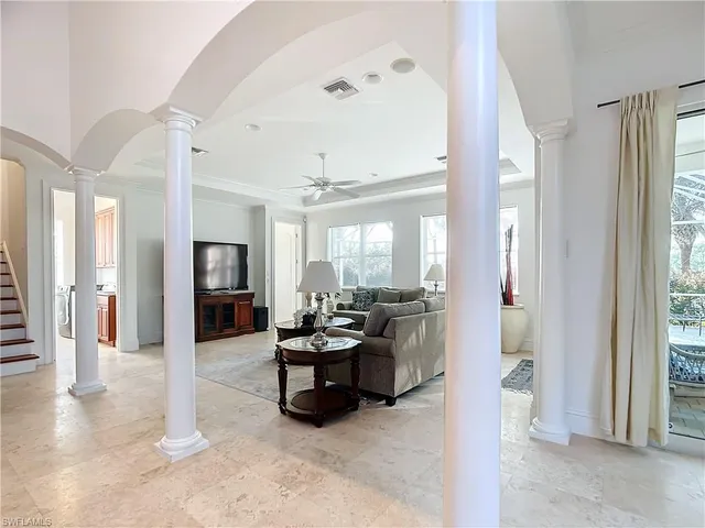 a living room with furniture