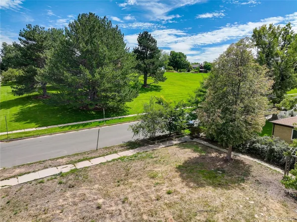 a view of a yard with an trees