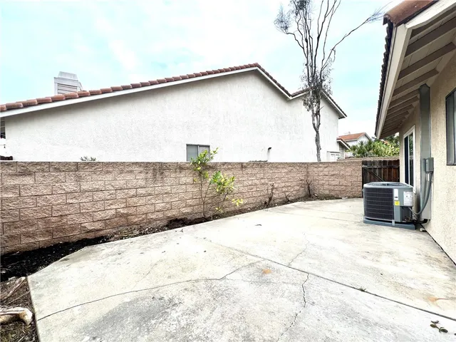 a view of a terrace with a backyard