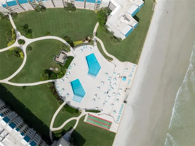 an aerial view of a house