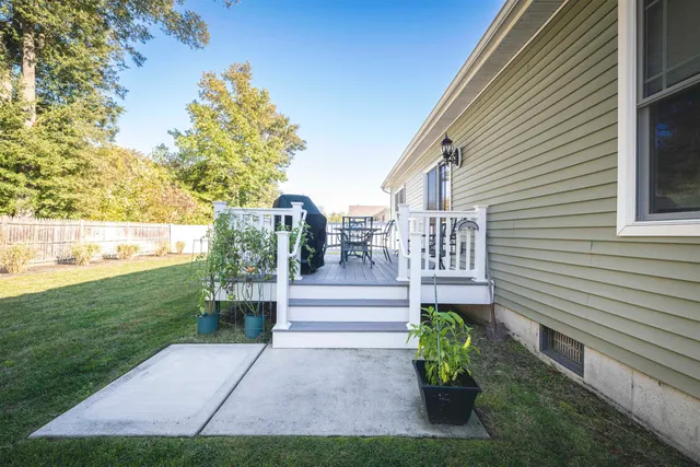 a view of a garden with a chair