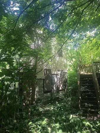 a backyard of a house with lots of green space