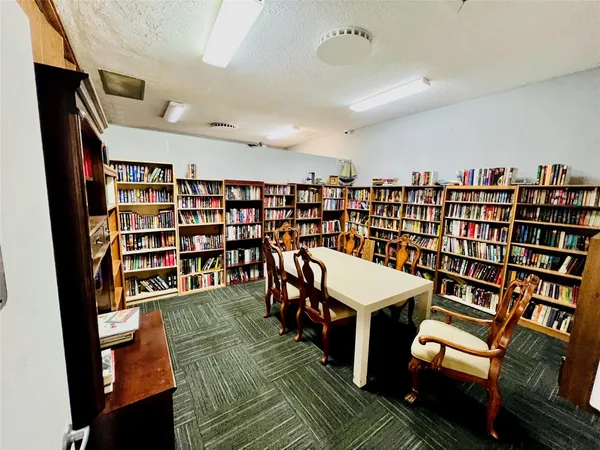 a view of a room with shelves