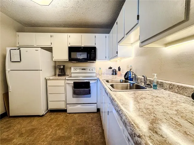 a kitchen with a stove a sink and a refrigerator