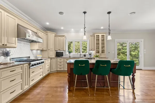 a room with a desk and window