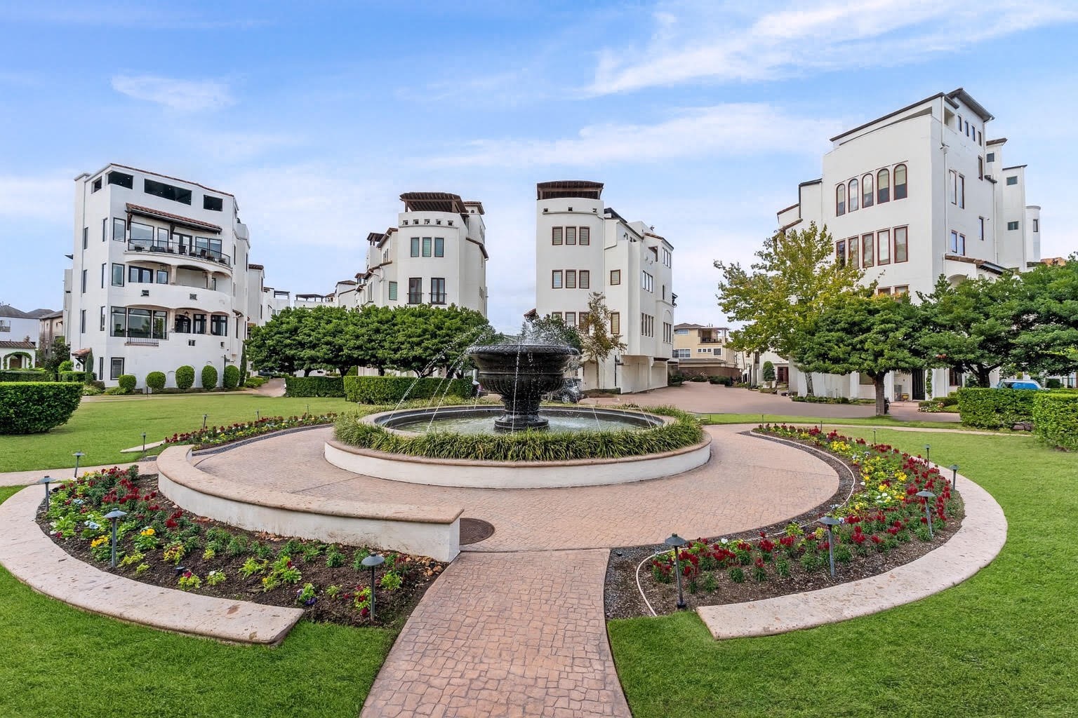 a view of a building with garden