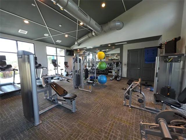 a view of a room with gym equipment