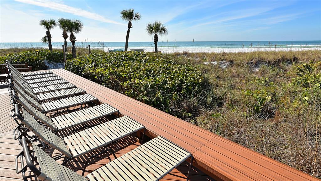 6234 Midnight Pass Road, Unit 307 Sarasota, FL 34242 - Photo 50 of 61 a view of a balcony with wooden floor and a potted plant