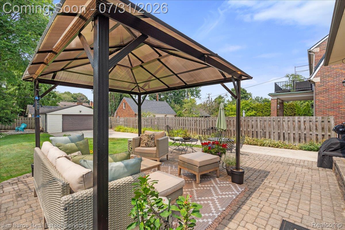637 Washington Road Grosse Pointe, MI 48230 - Photo 34 of 40 Expansive paver patio featuring a covered gazebo structure
