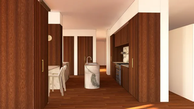 a view of hallway with wooden floor and stairs