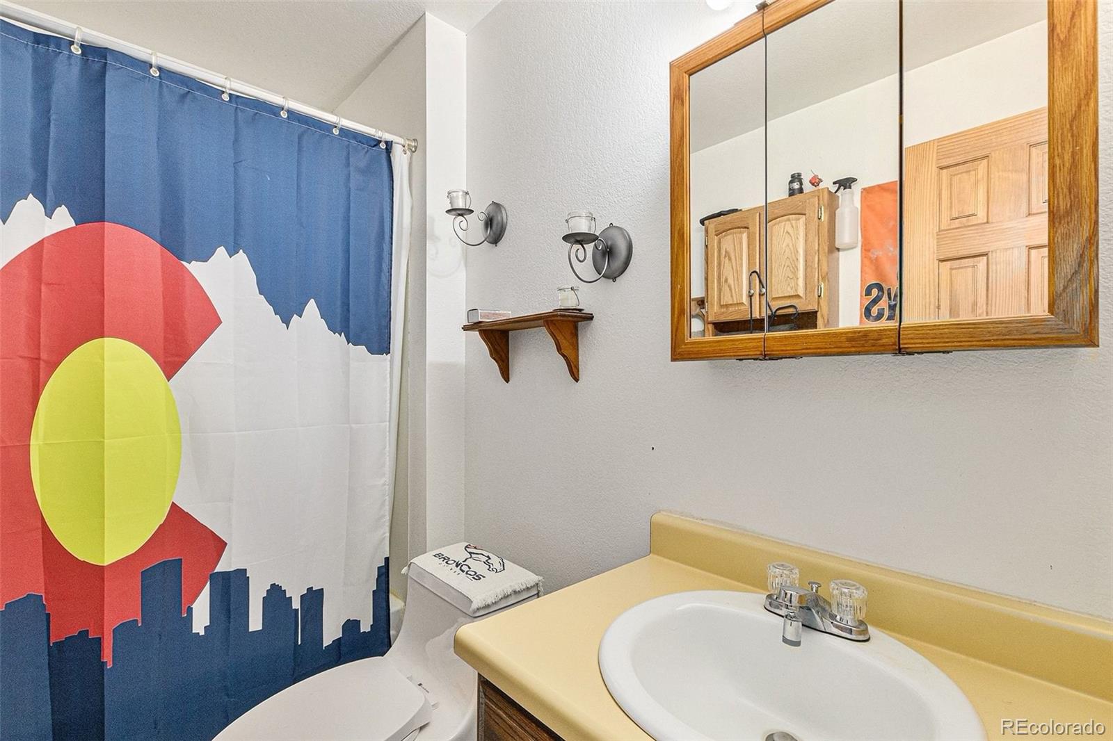 22296 Cook Lane Morrison, CO 80465 - Photo 17 of 19 a bathroom with a sink mirror and toilet