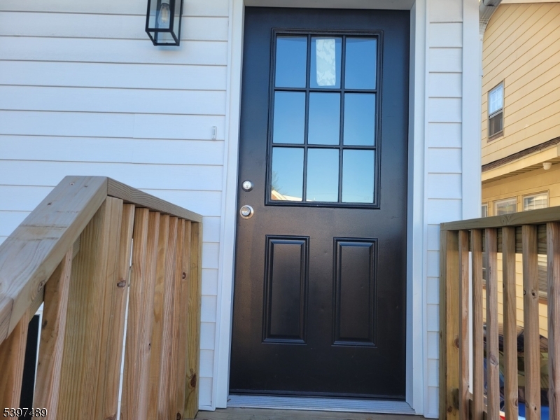 a front view of a house with a door