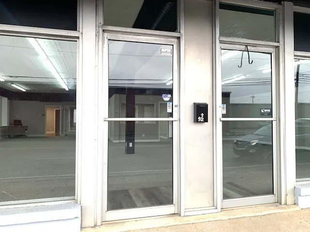 a view of a glass door