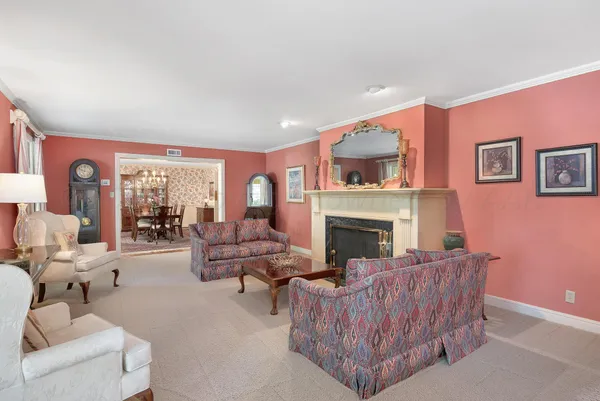 a bed room with furniture and a fireplace