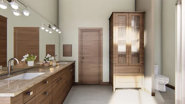 a spacious bathroom with a granite countertop sink a toilet and shower