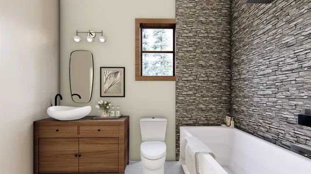 a bathroom with a sink a toilet and mirror