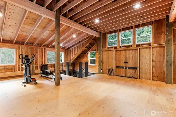 a view of a room with gym equipment