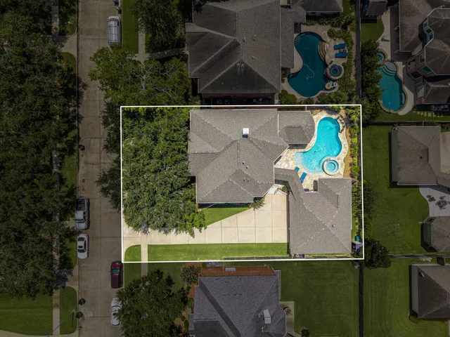 an aerial view of a house