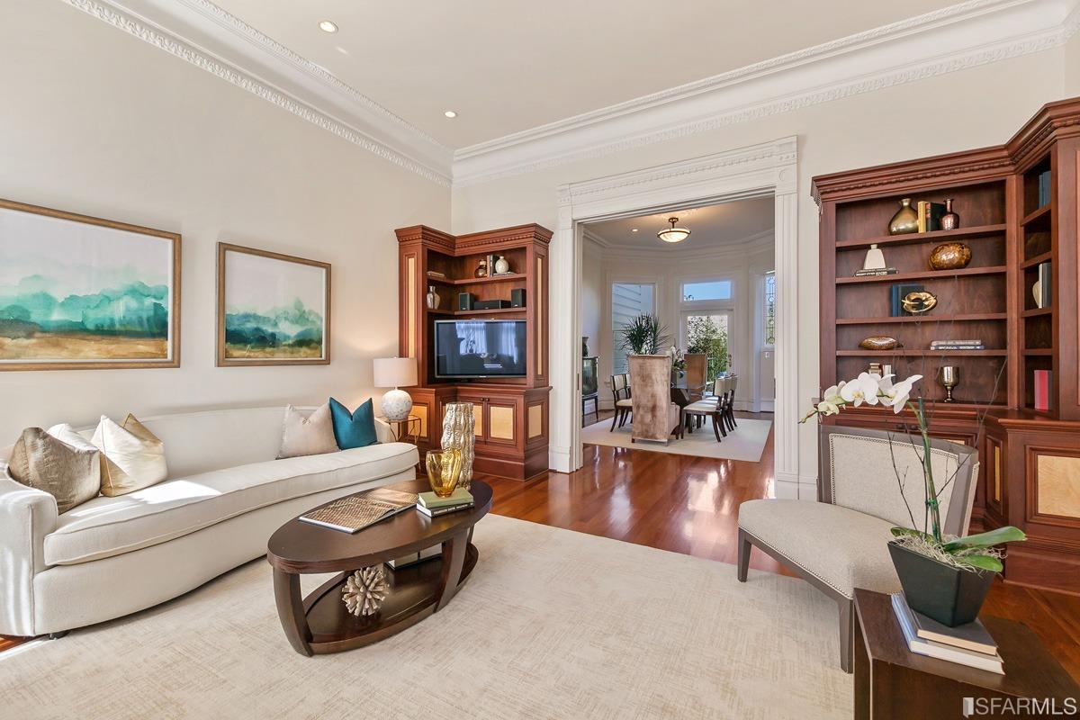 Frederick Street San Francisco, CA 94117 - Photo 11 of 61 a living room with furniture a rug and a bookshelf