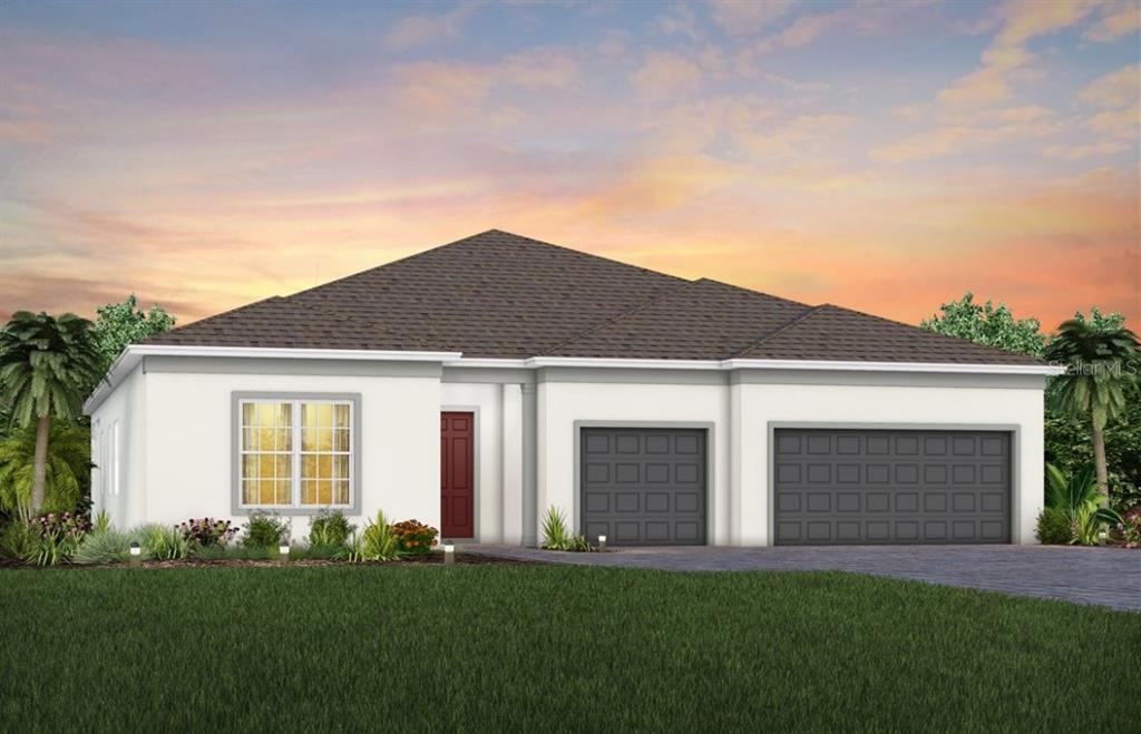 Renown Florida Mediterranean FM1 Exterior Design. Artistic rendering for this new construction home. Pictures are for illustrative purposes only. Elevations, colors and options may vary.